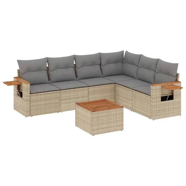 Zestaw mebli ogrodowych modułowych beżowy rattan PE, 62 x 62 x 69 cm