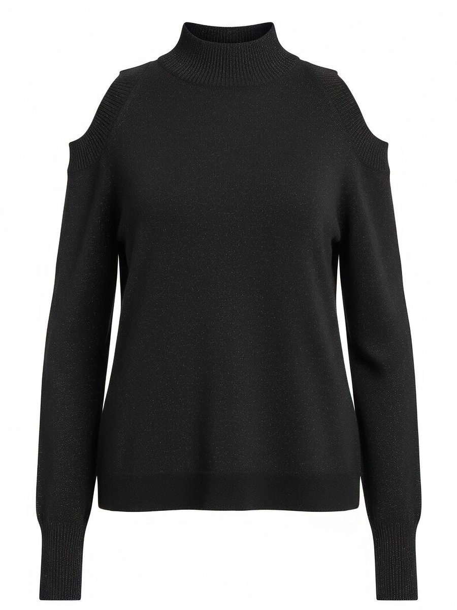 bluzka damskie d.exterior - vanise' lux lupetto spalle nude - czarny