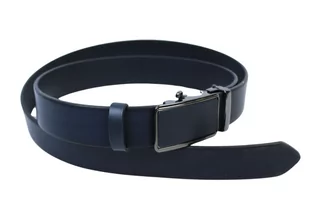 Pasek Męski Skórzany Arucce (PL) Skóra Licowa EXTRA 35 mm GRANATOWY Gładki Klamra Samozaciskowa SREBRNA 35 ZE SKÓRZANĄ WSTAWKĄ - Paski - miniaturka - grafika 3