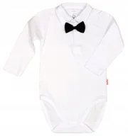 Body dla niemowląt - Body KOŁNIERZYK Polo DŁR BIAŁE MUCHA czarna r 68 KLEKLE - miniaturka - grafika 1