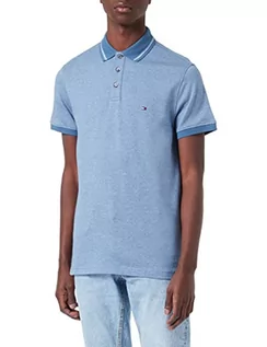 Koszulki męskie - Tommy Hilfiger Męska koszulka polo Pretwist Mouline Tipped S/S, Blue Coast/wyblakły biały Moulin, XL - grafika 1