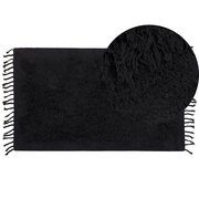 Dywany - Lumarko Dywan shaggy bawełniany 80 x 150 cm czarny BITLIS - miniaturka - grafika 1