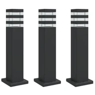 Lampy ogrodowe - vidaXL Zewnętrzne lampy stojące, 3 szt., czarne, 50 cm, aluminium - miniaturka - grafika 1