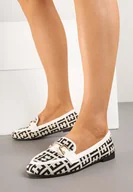 Mokasyny damskie - Białe Mokasyny z Imitacji Zamszu Zdobione Elegancką Klamerką Nusathia - miniaturka - grafika 1