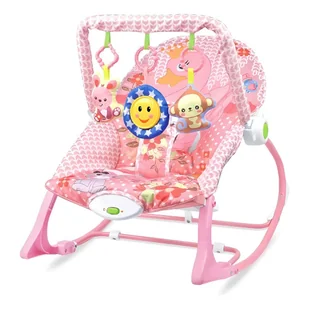 Wibrujący grający leżak dla dzieci leżaczek bujak wibracyjny różowy 18 kg - Leżaczki i huśtawki - miniaturka - grafika 1