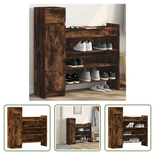 The Living Store Szafka na buty dąb wędzony 100,5x28x100 cm Materiał drewnopochodny - Szafki na buty - miniaturka - grafika 1