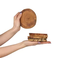 Tace i patery - Zestaw 6 Szt Okorowanych Podkładek Na Stół Śr. 9-12 Cm Drewno Dębu Olejowany Naturalny Pdod_0912X10_Do6 / Wamar-Sosenka - miniaturka - grafika 1