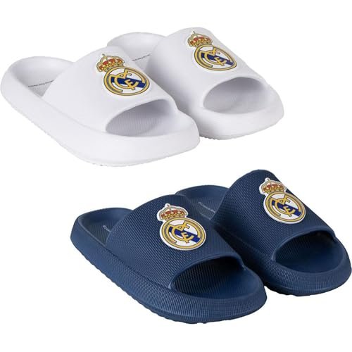 CERDÁ LIFE'S LITTLE MOMENTS Klapki plażowe EVA Real Madryt dla dzieci i dorosłych, oficjalne lekkie i antypoślizgowe buty Letnie sandały, Unisex, biała, 40/41 EU