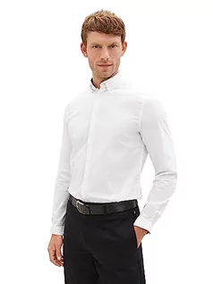 Koszule męskie - TOM TAILOR Męska koszula biznesowa Slim Fit z bawełny ze stretchem, 20000-biały, S - grafika 1