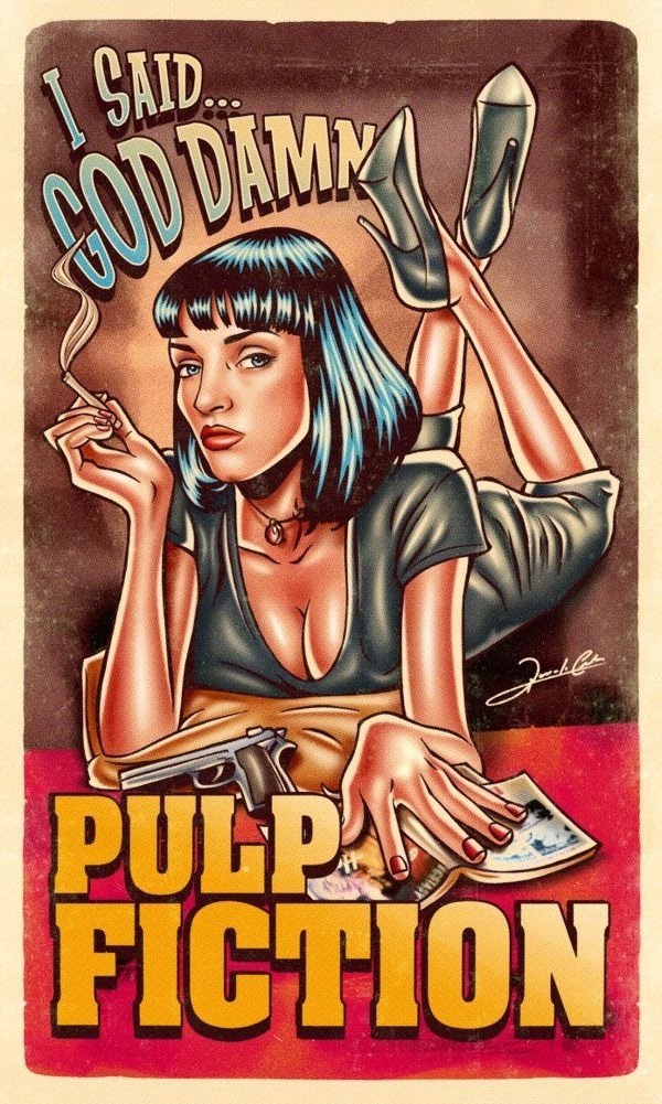 PODKŁADKA POD MYSZ Z Nadrukiem 22x18 cm Pulp Fiction Mia Tekst Prezent
