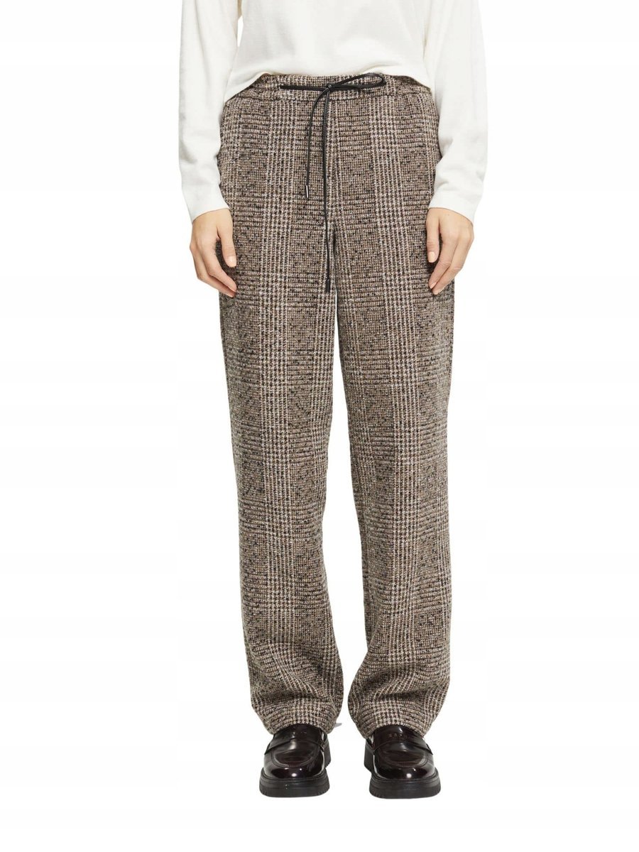 ESPRIT SPODNIE CASUAL W KRATĘ REGULARNY FASON DŁUGIE 32 7CA