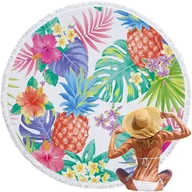 Ręczniki - Ręcznik Plażowy Okrągły Miękki Mikrofibra 150cm Kąpielowy Szybkoschnący XXL Ananas Monstera - miniaturka - grafika 1