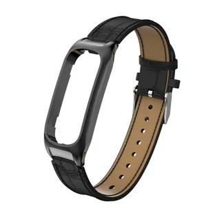 Pasek Eko Skóra Eco Leather Braders do Oppo Band czarny - Smartband - miniaturka - grafika 1