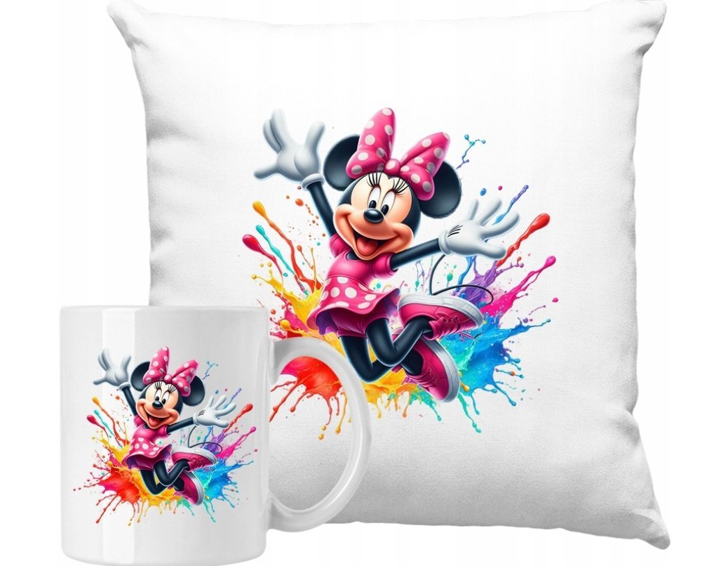 ZESTAW PODUSZKA + KUBEK Myszka Mini Mouse Pomysł Na Pomysł +IMIĘ #2