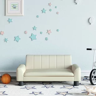 vidaXL Sofa dla dzieci, kremowa, 70x45x30 cm, sztuczna skóra - Meble do sypialni - miniaturka - grafika 1