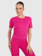 Koszulki sportowe damskie - 4F Top do jogi i pilatesu szybkoschnący damski - różowy L - miniaturka - grafika 1