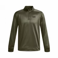 Bluzy sportowe męskie - Męska bluza treningowa nierozpinana bez kaptura Under Armour UA Armour Fleece 1/4 Zip - oliwkowa/khaki - UNDER ARMOUR - miniaturka - grafika 1