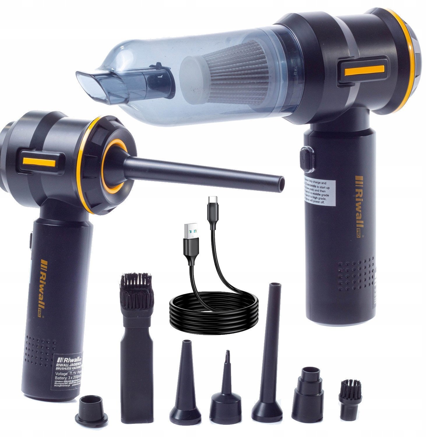 ODKURZACZ RĘCZNY SAMOCHODOWY BEZPRZEWODOWY AKUMULATOROWY MOC RIWALL RMW-01