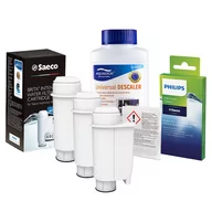 Akcesoria i części do ekspresów do kawy - Zestaw Philips - Filtr Philips Intenza+ CA6702 3szt, Uniwersalny Odkamieniacz 250ml, Philips CA6705/10 Środek do Obiegu Mleka - miniaturka - grafika 1
