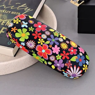 Etui na okulary czarne w kwiatki ET-113C - Akcesoria do okularów - miniaturka - grafika 1