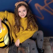 Rajstopy dziecięce - Rajstopy dla dziewczynki z mikrofibry z pieskami 50 DEN Knittex ARI Szary Melanż - miniaturka - grafika 1