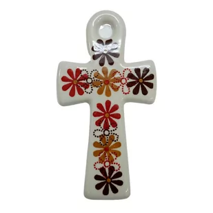 Ceramiczny krzyż wiszący Ceramika Bolesławiec - Ozdoby bożonarodzeniowe - miniaturka - grafika 1