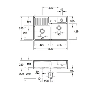 Villeroy & Boch  Sink Unit 632391M1 M1 Mosaďque R1 - Zlewozmywaki - miniaturka - grafika 3