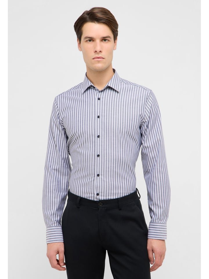 Eterna Koszula - Slim fit - w kolorze biało-szarym