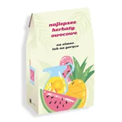 Herbata - NAJLEPSZE  OWOCOWE. Zestaw herbat owocowych z zaparzaczem - 10 saszetek 10x 5/8g z mieszankami owocowymi w różnych smakach + ananasowy zaparzacz, ow.. - miniaturka - grafika 1