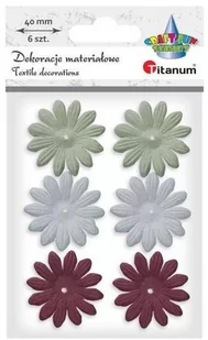 Titanum Kwiaty materiałowe pianka 3D 40mm mix 6szt - Pozostałe akcesoria dla plastyków - miniaturka - grafika 1