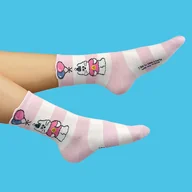 Skarpetki damskie - Skarpetki urodzinowe z balonami i kotem różowe - miniaturka - grafika 1