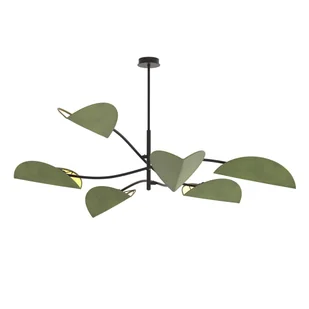 Okazała lampa sufitowa, zielone liście 1461/6 z serii LOTUS 6 BL GREEN - Lampy sufitowe - miniaturka - grafika 1