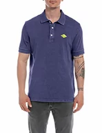 Koszulki męskie - Replay Męska koszulka polo z krótkim rękawem z bawełny, Navy Blue 880, XS - miniaturka - grafika 1