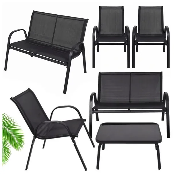 ZESTAW MEBLI OGRODOWYCH Sofa 2 Krzesła Stolik KAWOWY