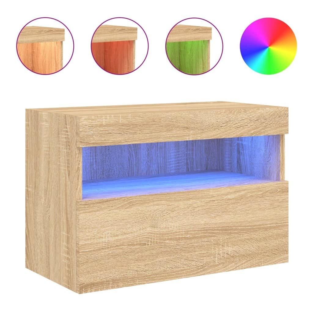 vidaXL Ścienna szafka pod telewizor z oświetleniem LED dąb sonoma 60x30x40 cm