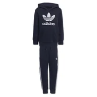 Kombinezony dla dzieci - Komplet dziecięcy Adidas Hoodie bluza spodnie dresowe granatowe-104 - miniaturka - grafika 1