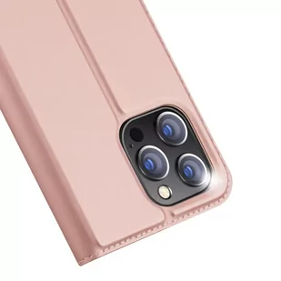Etui do iPhone 15 Pro pokrowiec z klapką i portfelem Dux Ducis Skin Pro - różowe - Portfele - miniaturka - grafika 3