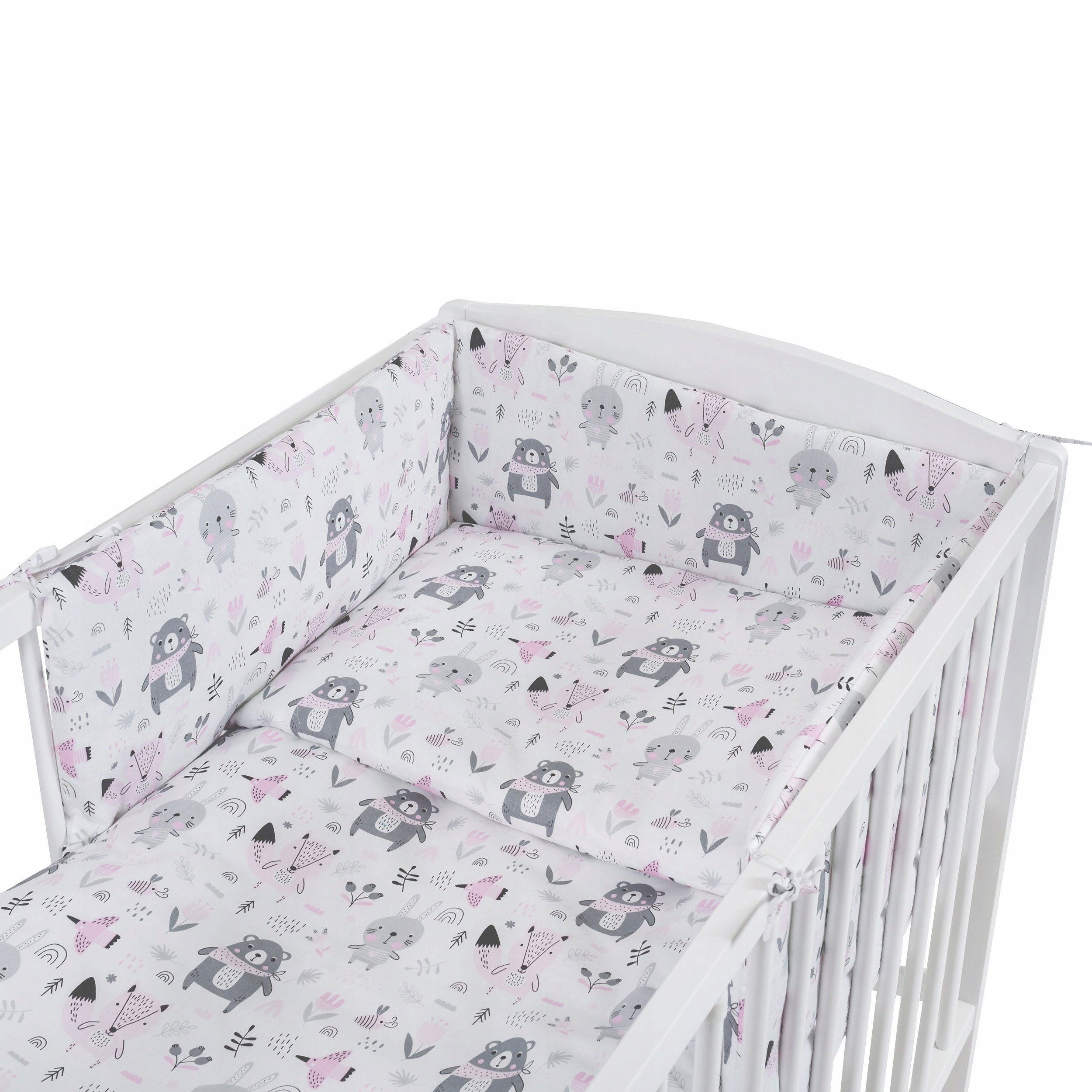 Pościel dla niemowlaka Tomi 120x90 Komplet 5 Elementów Miś róż