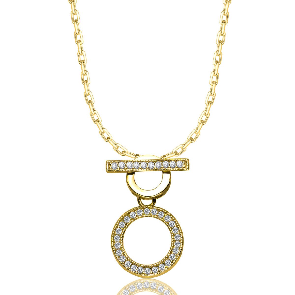 OPRAVA POZŁACANY SREBRNY NASZYJNIK ANKIER KOŁO CYRKONII 925 585 - 1,3MM