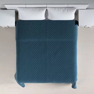 Narzuta pikowana w romby, pruski błękit, 60 x 120cm, Posh Velvet - Narzuty - miniaturka - grafika 1