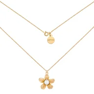 Naszyjniki - Złoty naszyjnik duży kwiat z perłą - miniaturka - grafika 1