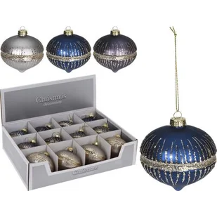 Bombka w kształcie cebulki zdobiona złotym brokatem 8 cm mix - Bombki - miniaturka - grafika 1