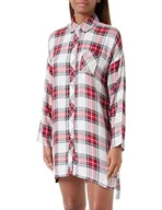 Sukienki - Emporio Armani Damska sukienka Tartan Christmas Viscose Night Shirt, Check Cream/Marine/Ruby, S - miniaturka - grafika 1
