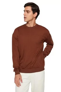 Bluzy męskie - TRENDYOL Męska bluza - bordowa - regularna, Brązowy, M - grafika 1