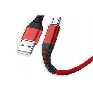 Wzmacniany przewód USB – Micro USB typ B – 1 metr czerwony - Kable USB - miniaturka - grafika 1