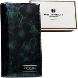Portfel Damski Skórzany Peterson Lakierowany Długi Z Suwakiem Na Zewnątrz RFID PTN-PS1431 ZIELONY 19,5 x 10 x 3,5 [cm] - Portfele - miniaturka - grafika 1