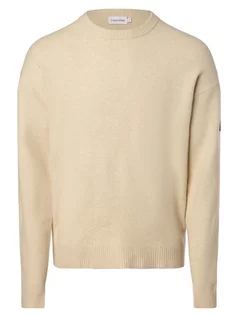 Swetry męskie - Calvin Klein - Sweter męski, beżowy|biały - grafika 1