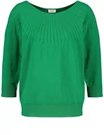 Swetry damskie - Gerry Weber Damski sweter z rękawami 3/4 z dzianiny, szerokie prążkowane ściągacze, rękaw 3/4, przecięte ramiona, sweter z rękawami 3/4, okrągły dekolt, jednokolorowy, Vibrant Green, 38 - miniaturka - grafika 1