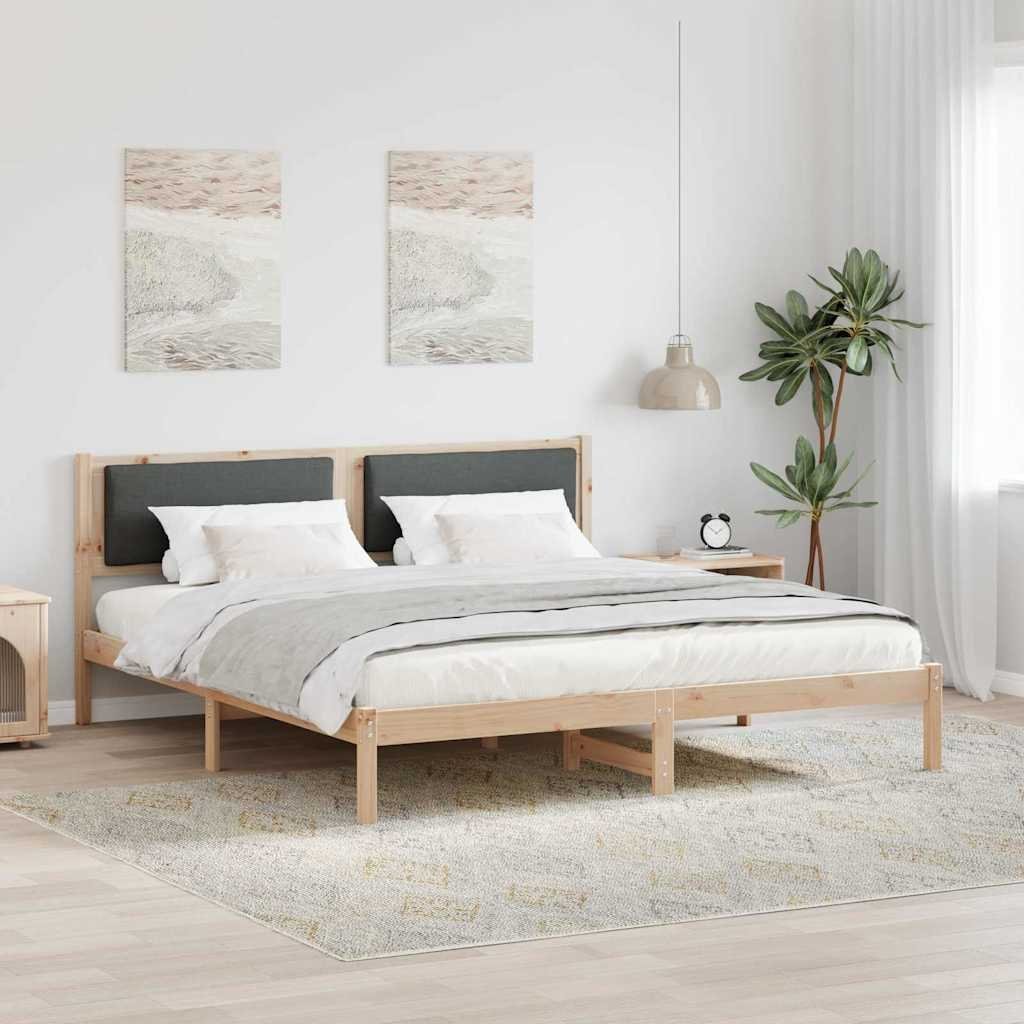 vidaXL vidaXL Ramka łóżka Ciemnoszary 200 x 200 cm Lite drewno sosnowe