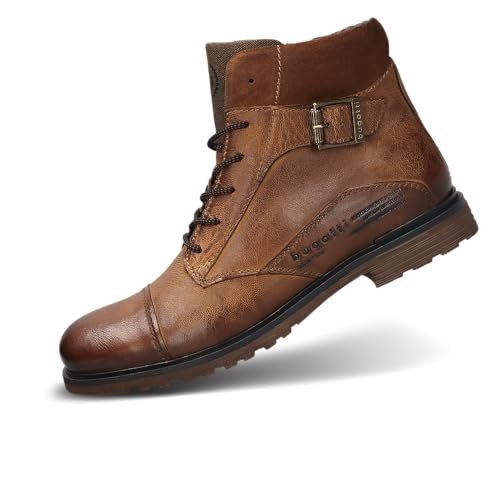 bugatti Męskie buty sznurowane, buty męskie, koniak, 46 EU szeroki